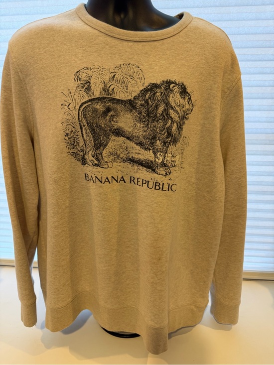 Banana Republic Other - Banana Republic Men's Crewneck Sweatshirt Khaki with Black Lion Graphic Size XL